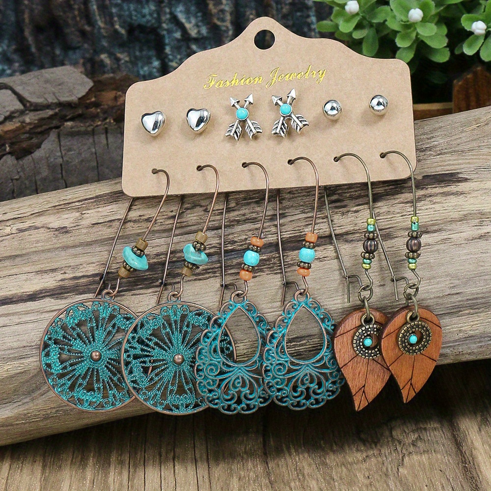 Vintage Style Leaf Turquoise Earrings